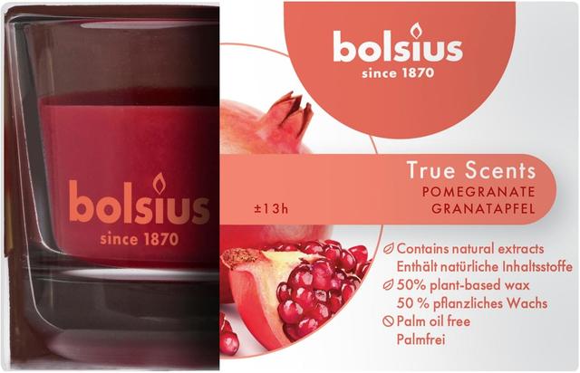 Bolsius True Scents – tuoksukynttilä lasissa – Granaattiomena – punainen – pieni