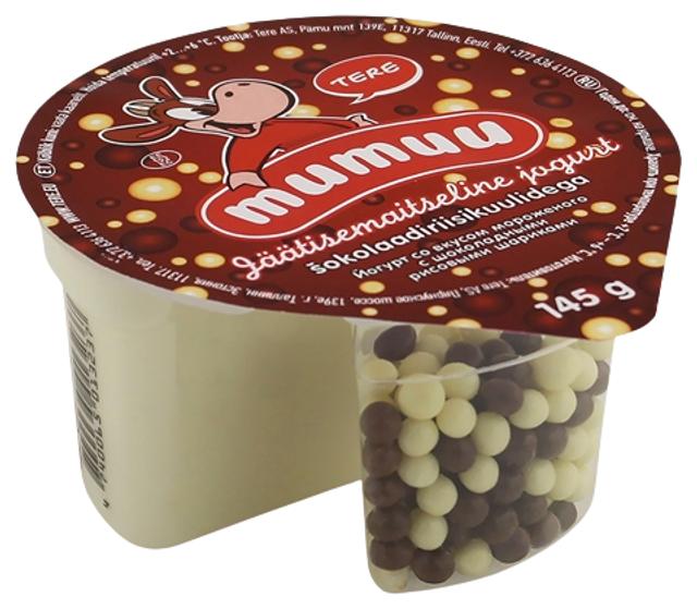 Jäätisemaitseline jogurt šokolaadiriisikuulidega, 145 g