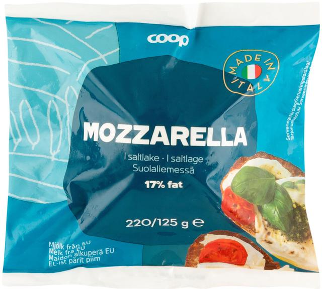 Coop mozzarella soolvees 17% rasva 125g