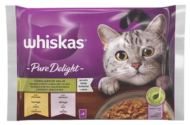 Whiskas kiisueine täiskasvanud kassidele kana&lõhe 4*85g