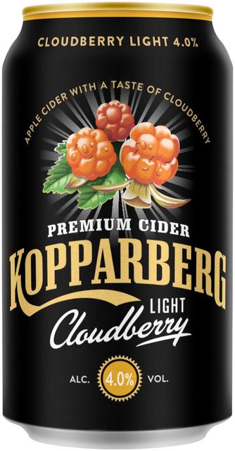 Premium Cider Kopparberg with Cloudberry Light 4,0%, Lakan makuinen omenasiideri tölkki 33cl