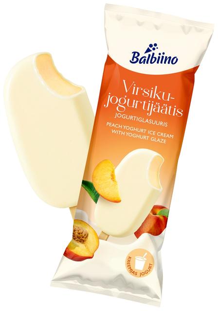 Balbiino virsiku-jogurtijäätis jogurtiglasuuris 80ml/54g