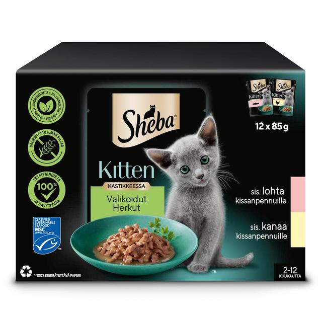 Sheba Kitten Kana ja Lohi kastikkeessa annospussi 12x85g