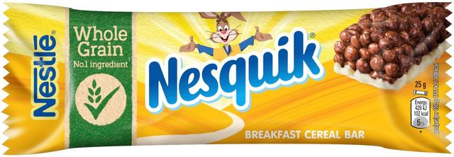 Nestlé Nesquik 25g viljapatukka täysjyvävehnällä, maitopohjalla ja kaakaolla