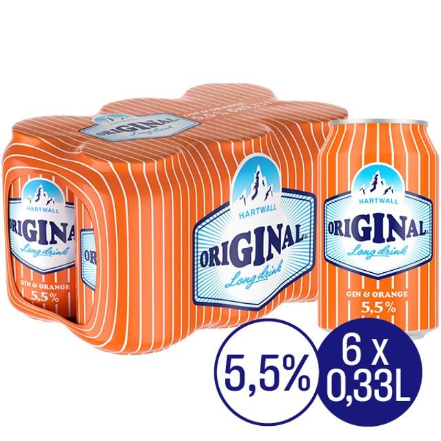 6 x Hartwall Original Long Drink Orange lonkero 5,5% 0,33 l