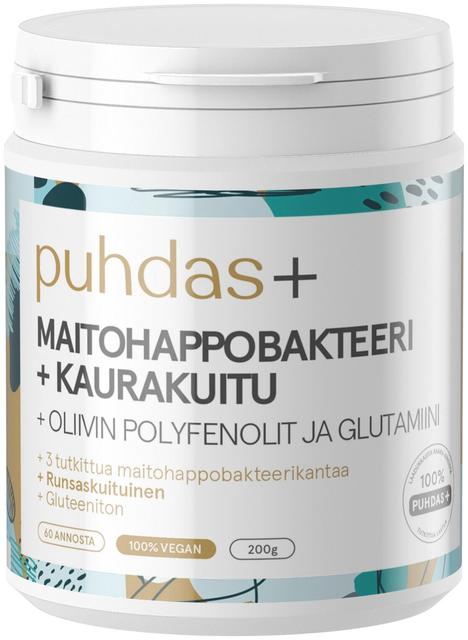 Puhdas+ Maitohappobakteeri+ Kaurakuitu +Oliivin polyfenolit ja Glutamiiini 200g