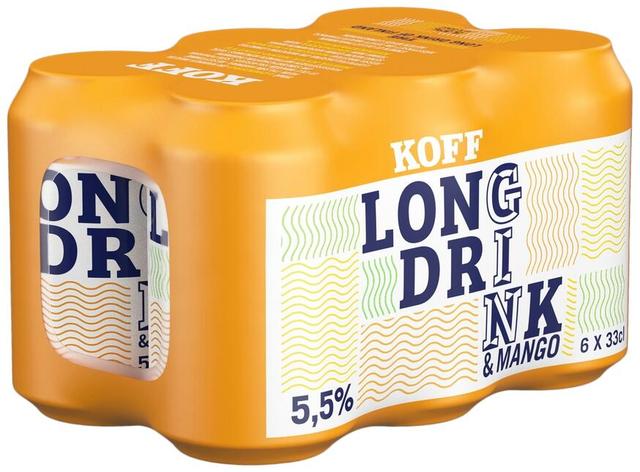 6-pack Koff Long Drink Mango long drink 5,5 % tölkki 0,33 L