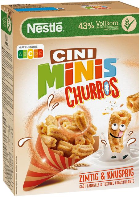 Nestlé CINI MINIS Churros 360g kanelinmakuisia täysjyvävehnä-riisimuroja sekä 5 vitamiinia ja rautaa