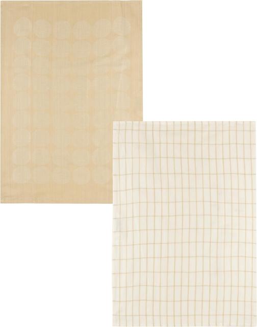 House keittiöpyyhe 2 kpl Jaquard ja ruutu 50x70 cm luonnonvalkoinen/beige