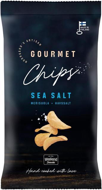 Weekend Snacks Norrgård's Artisan Gourmet käsinvalmistetut Perunalastut Sea Salt 115g