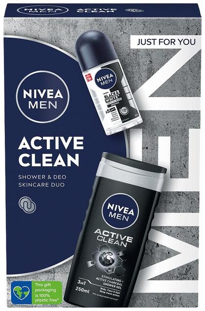 NIVEA MEN Active Clean lahjapakkaus 2024 sis. 2 tuotetta