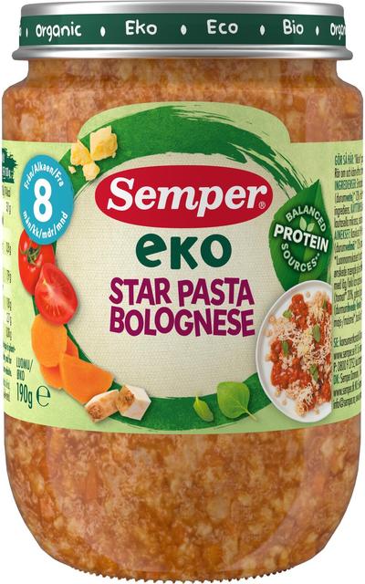 Semper EKO Star Pasta Bolognese 8 kk luomu lastenateria 190g