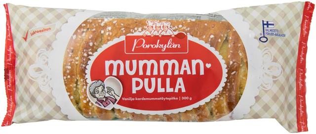 Porokylän Mummanpulla 300 g vanilja-kardemummatäytepitko.