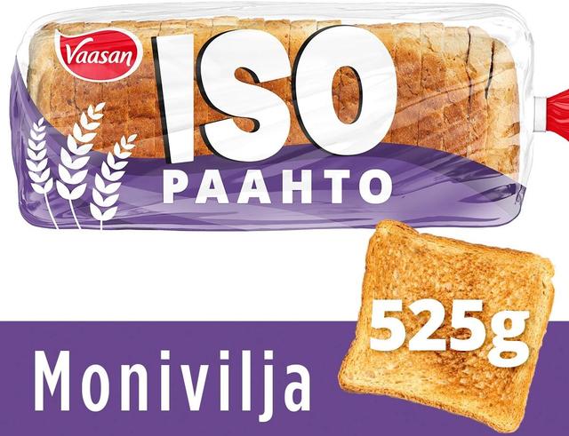 Vaasan ISOpaahto Monivilja 525 g moniviljapaahtoleipä