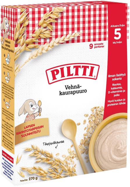 Piltti 270g Vehnä-kaurapuuro täysjyväpuurojauhe 6kk