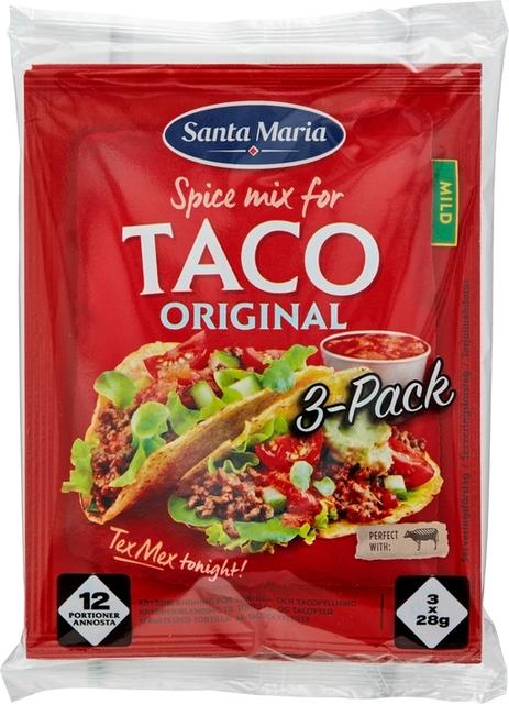 Santa Maria Taco Spice Mix mausteseos jauhelihalle 3 kpl, 3 x 28 g