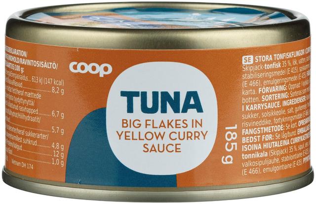 Coop tonnikala hiutaleina currykastikkeessa MSC 185 g