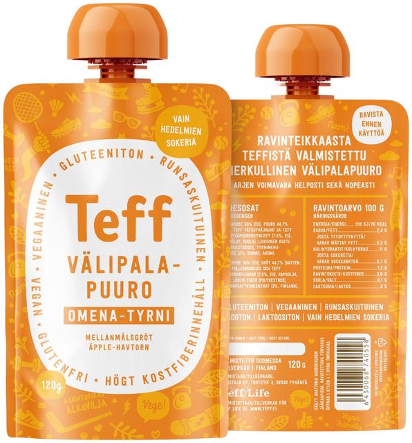 Teff Life omena-tyrni välipalapuuro 120g