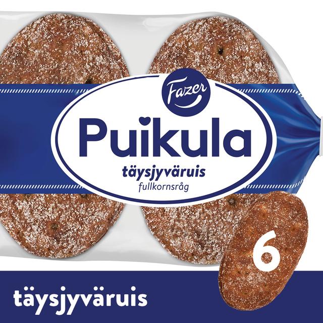 Fazer Puikula Täysjyväruis 6kpl 330g, täysjyväruisleipä