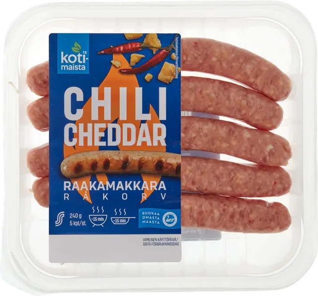 Kotimaista chili-cheddar raakamakkara 240 g