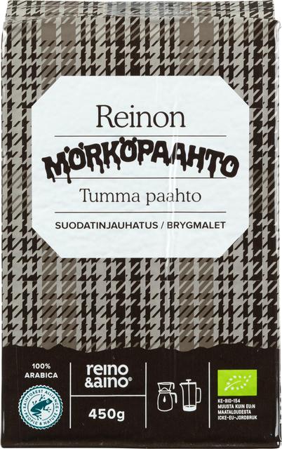 Reino&Aino Reinon Mörköpaahto kahvi tumma suodatinjauhatus 450g luomu RFA