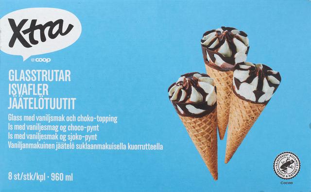 Xtra jäätelötuutit vanilja 960ml 8kpl