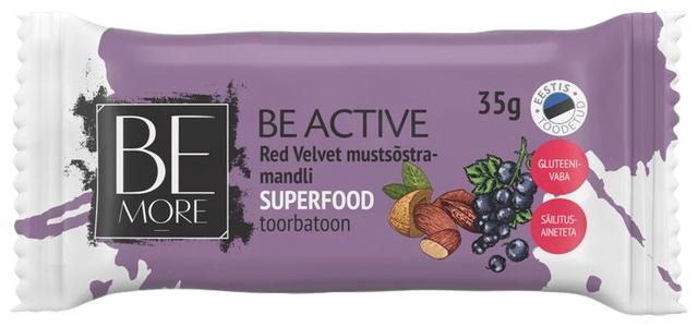 Be Active Red Velvet mustsõstra-mandli toorbatoon 35g