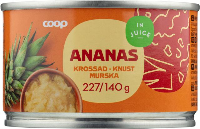 Coop ananasmurska täysmehussa 227/140 g