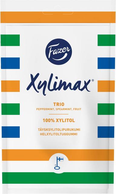 Fazer Xylimax Trio 130g piparmintun, spearmintin ja hedelmän makuisia täysksylitolipurukumi
