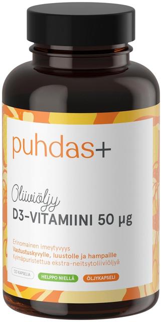 Puhdas+ Oliiviöljy D3-Vitamiini 50µg 120 kaps