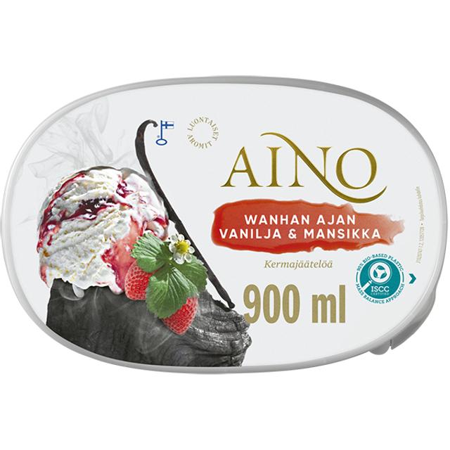 Aino Wanhan Ajan Vanilja & Mansikka kermajäätelö kotipakkaus  526g/900ml