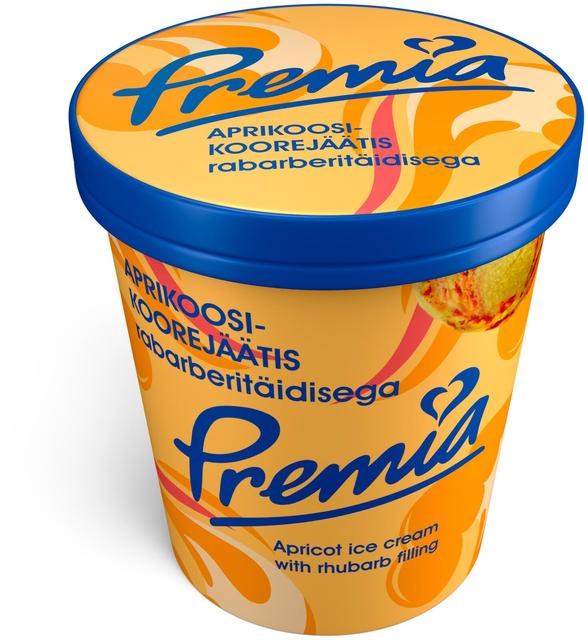 Premia aprikoosi-koorejäätis rabarberimoosiga 245g /0,5l