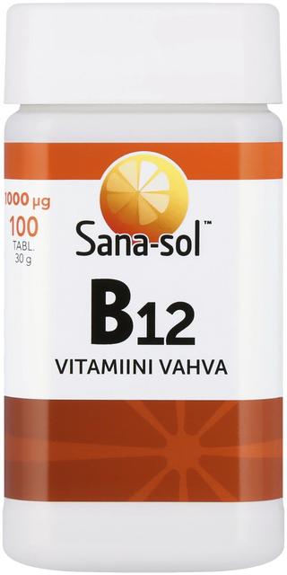 Sana-sol B12-vitamiini 1000µg vahva vitamiinitabletti ravintolisä 100tabl