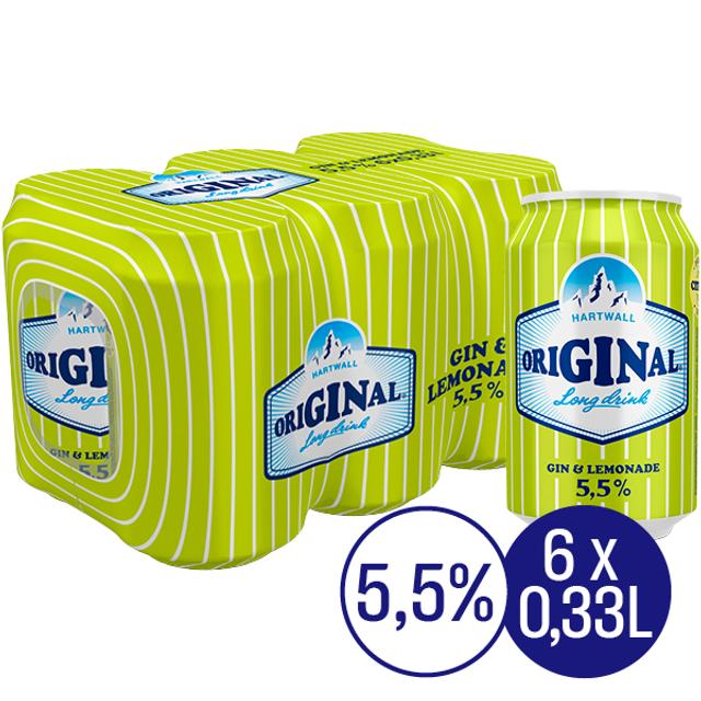 6 x Hartwall Original Long Drink Lemonade 5,5% 0,33 l