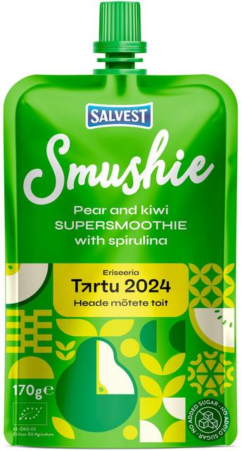 Smushie luomu päärynä kiivi spirulina smoothie 170g