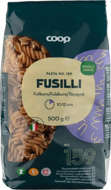 Coop Fusilli täysjyväpasta 500 g