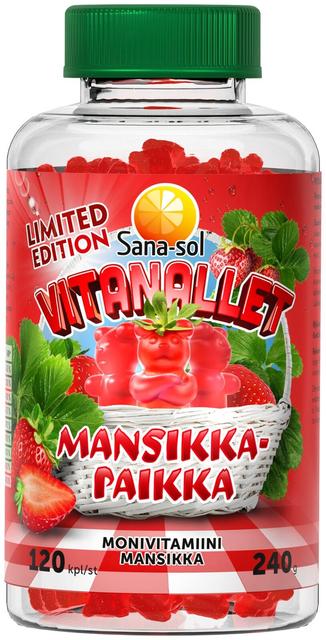 Sana-sol Vitanallet Mansikkapaikka monivitamiini Limited Edition 120pcs/240g