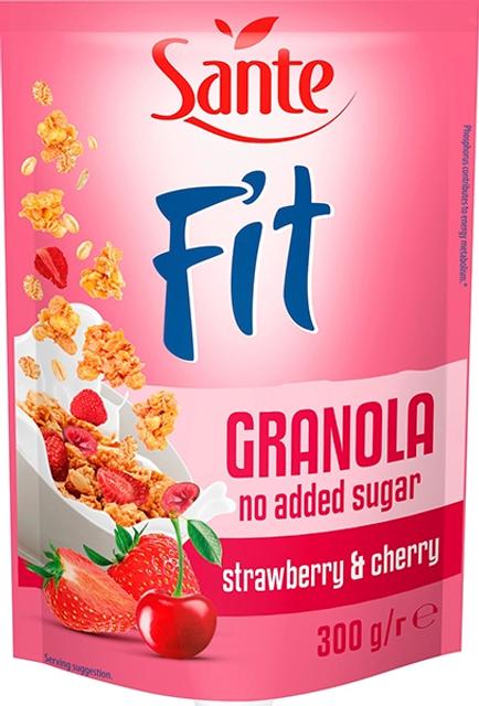 SANTE FIT GRANOLA Maasika-kirsi, ilma lisatud suhkruta 300g