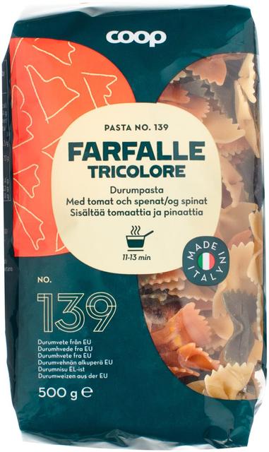 Coop farfalle tricolore pasta 500 g