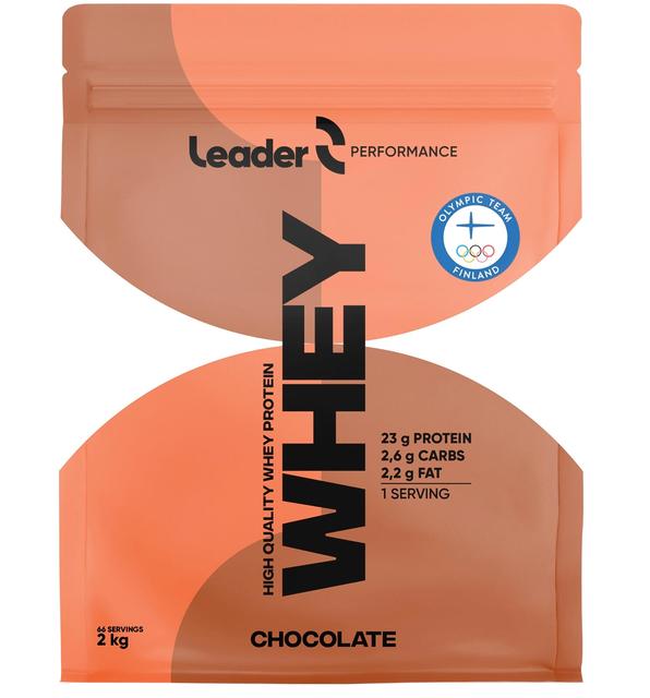 Leader Performance Whey heraproteiinijauhe suklaanmakuinen 2 kg