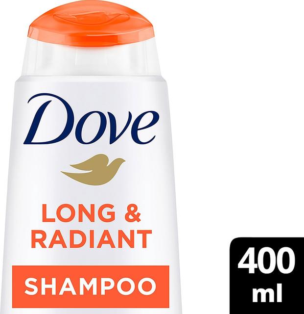 Dove  Long & Radiant Shampoo  hoitaa ja suojaa pitkiä hiuksia   400 ML