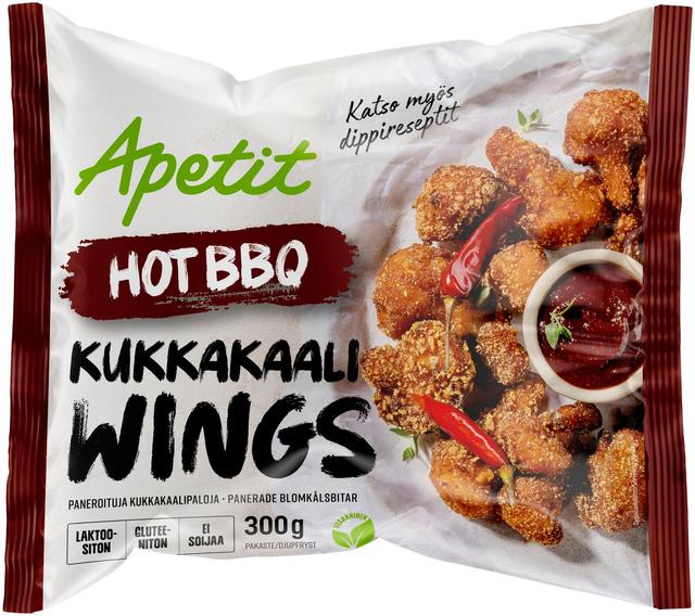 Apetit Kukkakaaliwings Hot BBQ kypsä pakaste 300g