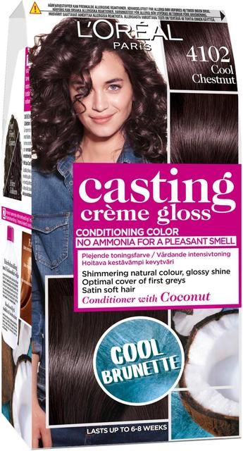 L'Oréal Paris Casting Crème Gloss 4102 Keskiruskea Tuhka Neutraali Helmiäinen kevytväri 1kpl