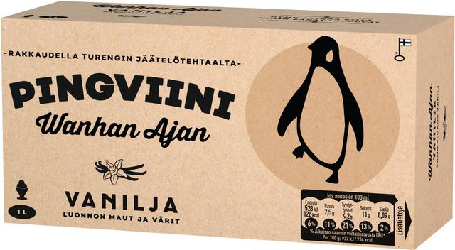 Pingviini Wanhan Ajan Vanilja kermajäätelö kotipakkaus 1L/540g