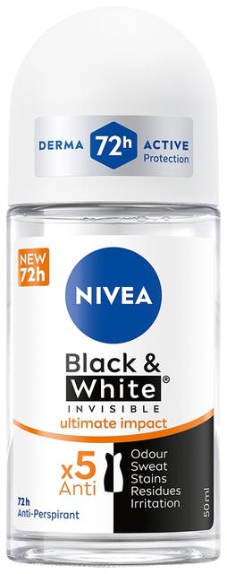 NIVEA 50ml Black & White Invisible Ultimate Protect Deo Roll-on -antiperspirantti