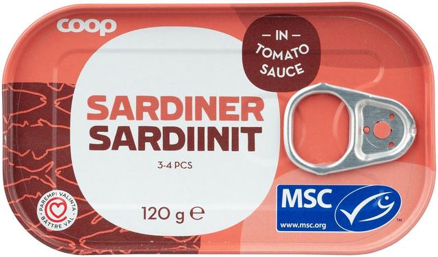 Coop sardiinit tomaattikastikkeessa MSC 120 g