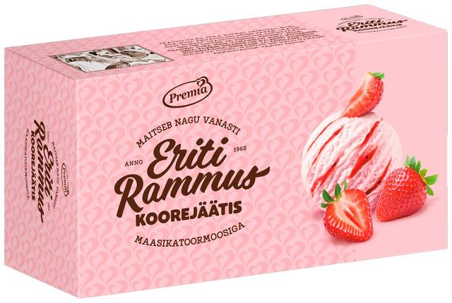 Eriti Rammus maasika-koorejäätis maasikatoormoosiga 480 g/1 l