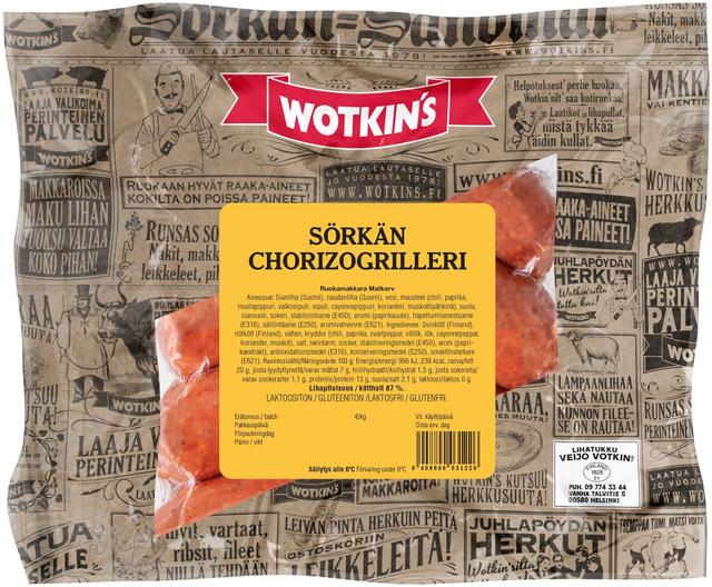 Wotkin's Sörkän chorizogrilleri 350g ruokamakkara