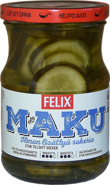 Felix Maku viipaloituja kurkkuja mausteliemessä ilman lisättyä sokeria 560/300g