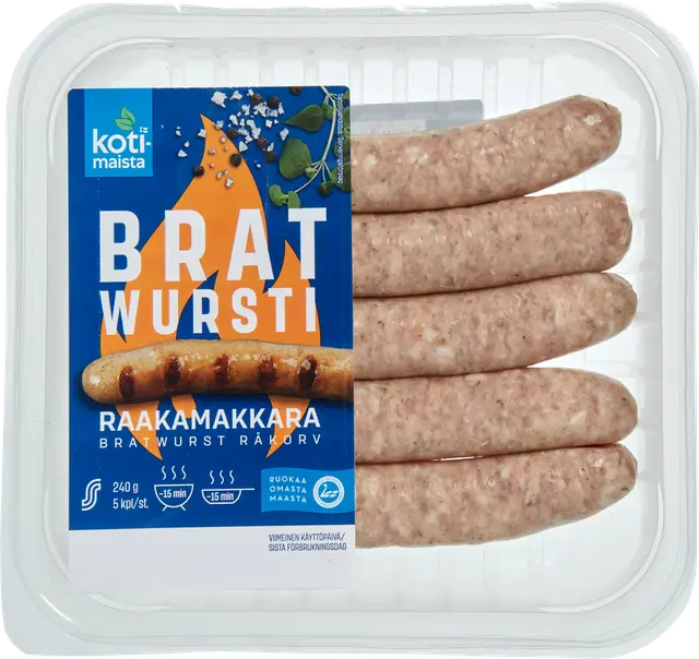 Kotimaista Bratwursti raakamakkara 240g